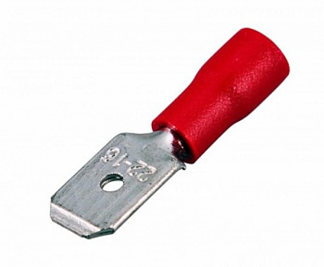 Клемма плоская КПИ штекер 6.3 мм 0.5-1.5 мм² (РПи-п 1.5-(6.3)) красная  REXANT изолированная  (№17)