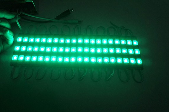 Модуль светодиодный 3LED SMD5730. DC12V Цвет свечения зеленый, водонепроницаемый,