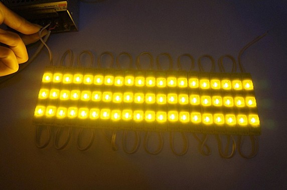 Модуль светодиодный 3LED SMD5730. DC12V Цвет свечения желтый, водонепроницаемый,