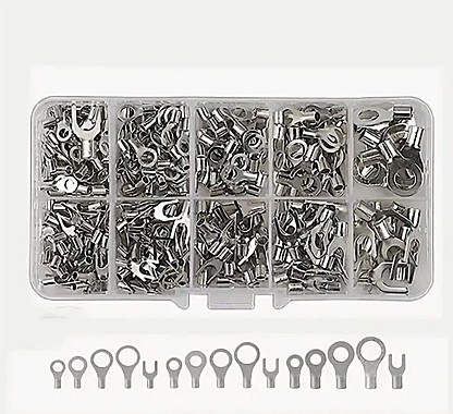 Набор наконечников для обжима проводов, 320 шт, кольцевые вилочные, неизолированные