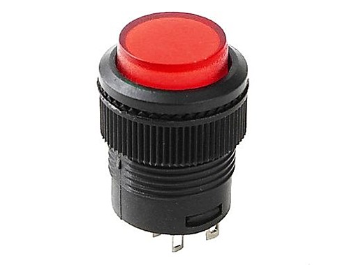 Кнопка RWD-314  12V, красная без фикс. с постоянной подсветкой 3V