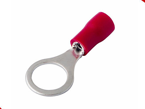 Наконечник кольцевой НКИ - 8.4мм, изолированный, сечение 0.5-1.5 мм2 (VR1.25-8) красный (№31)